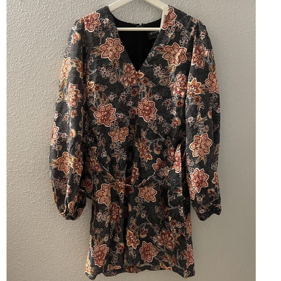 MINKPINK Women's Floral Balloon Sleeve Mehdya V-Neck Mini Dress Size Large NWT - Picture 3 of 7
